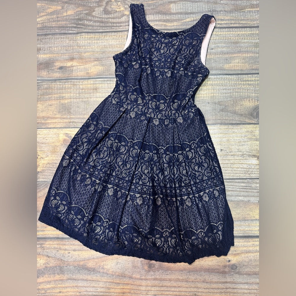 B Darlin Navy Lace Mini Dress